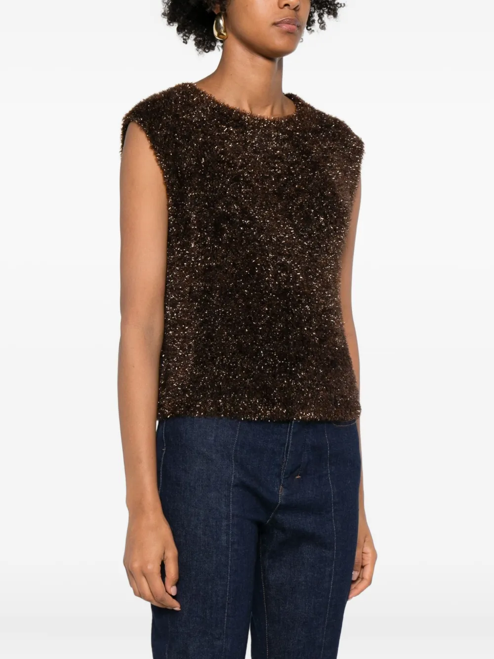 Niū Sparkle Sleeveless Top In Brown