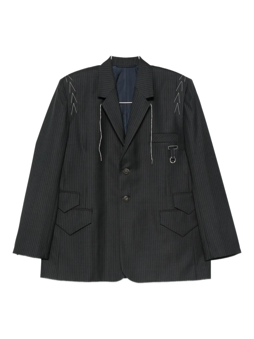 Sonia Carrasco Pinstripe Pocket-detail Jacket In Gray