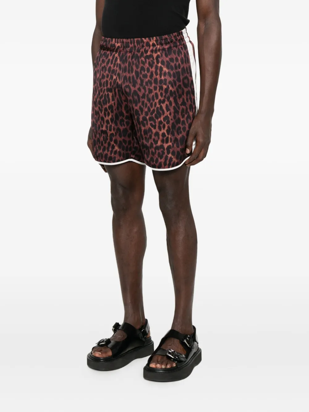 BLUE SKY INN leopard-print elasticated-waist shorts Zwart