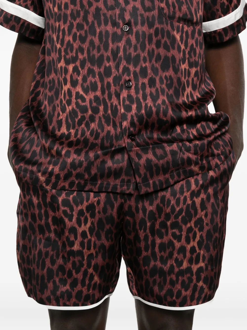 BLUE SKY INN leopard-print elasticated-waist shorts Zwart