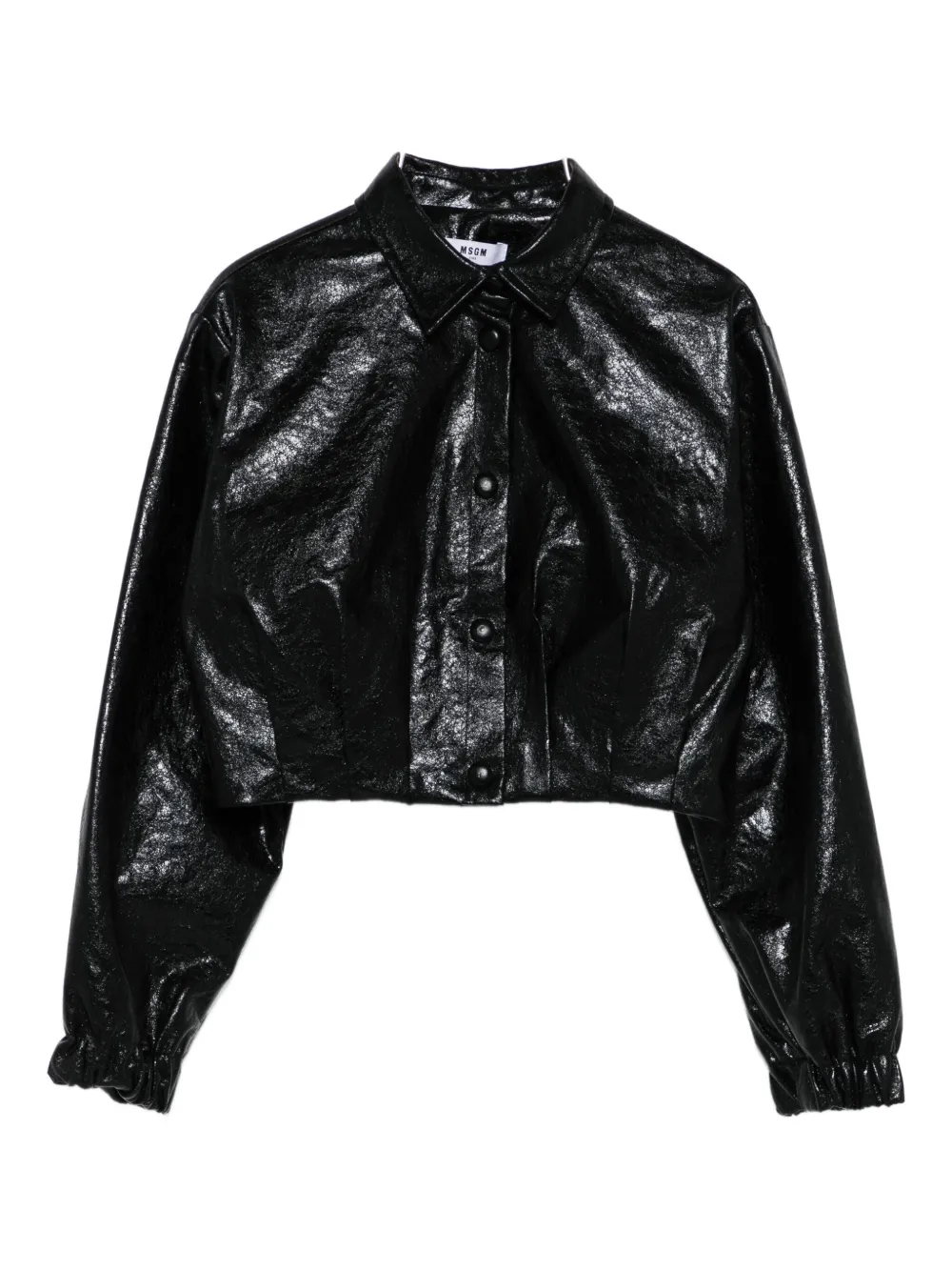 Msgm Grained-effect Press-stud Shirt In Black