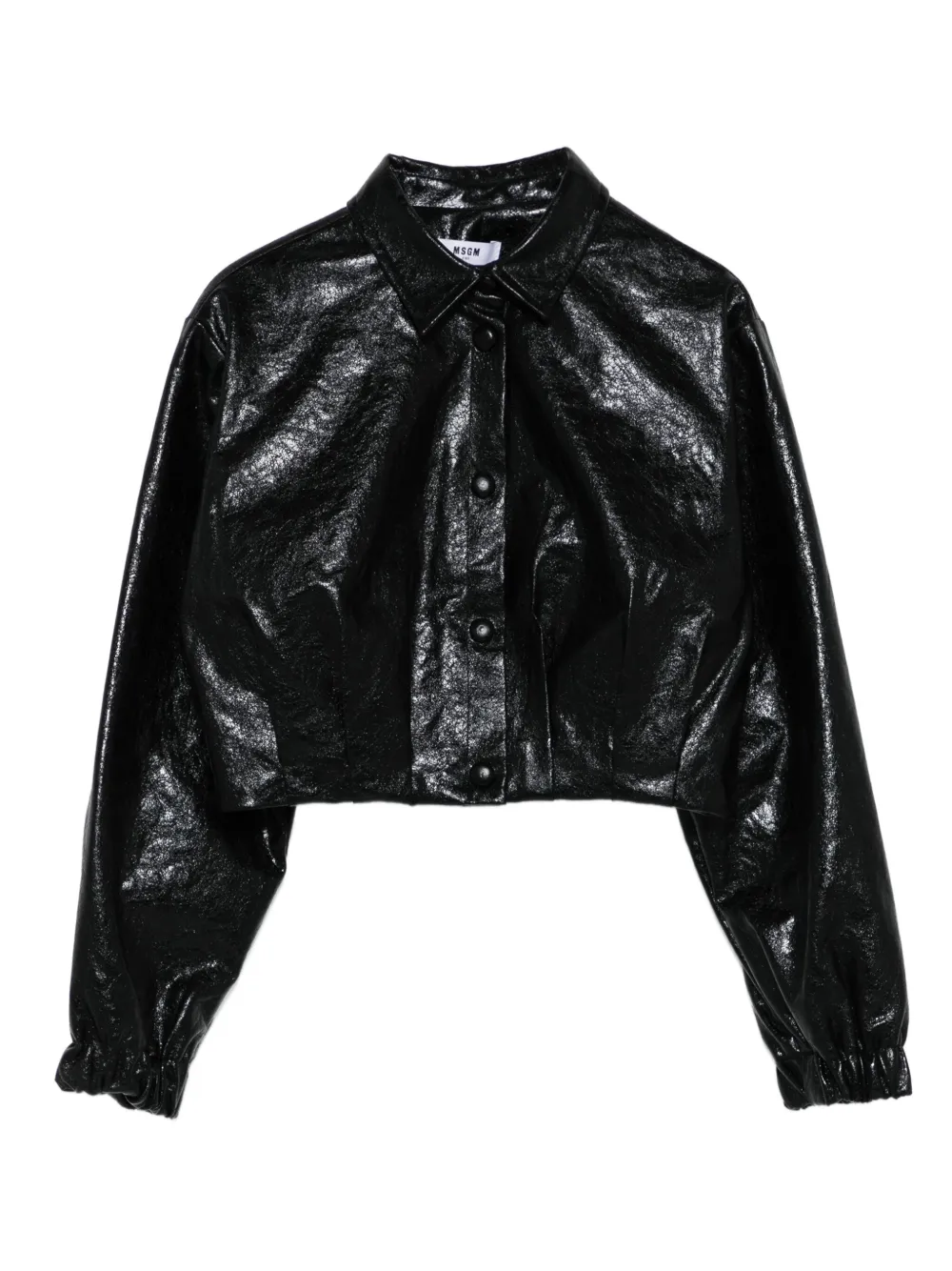 MSGM Kids grained-effect press-stud shirt | Black | Image 1
