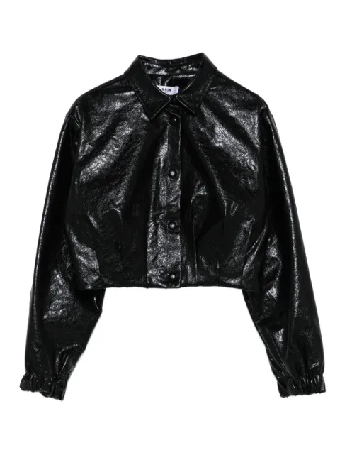 MSGM Kids grained-effect press-stud shirt