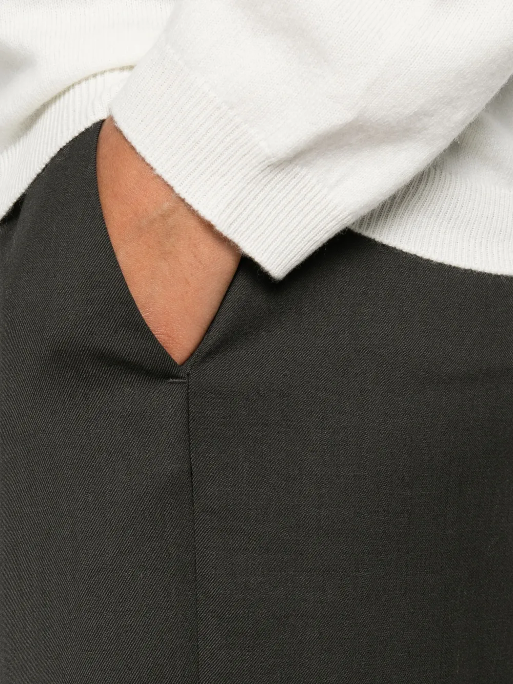 Peserico Cuffed Wool Trousers In Gray
