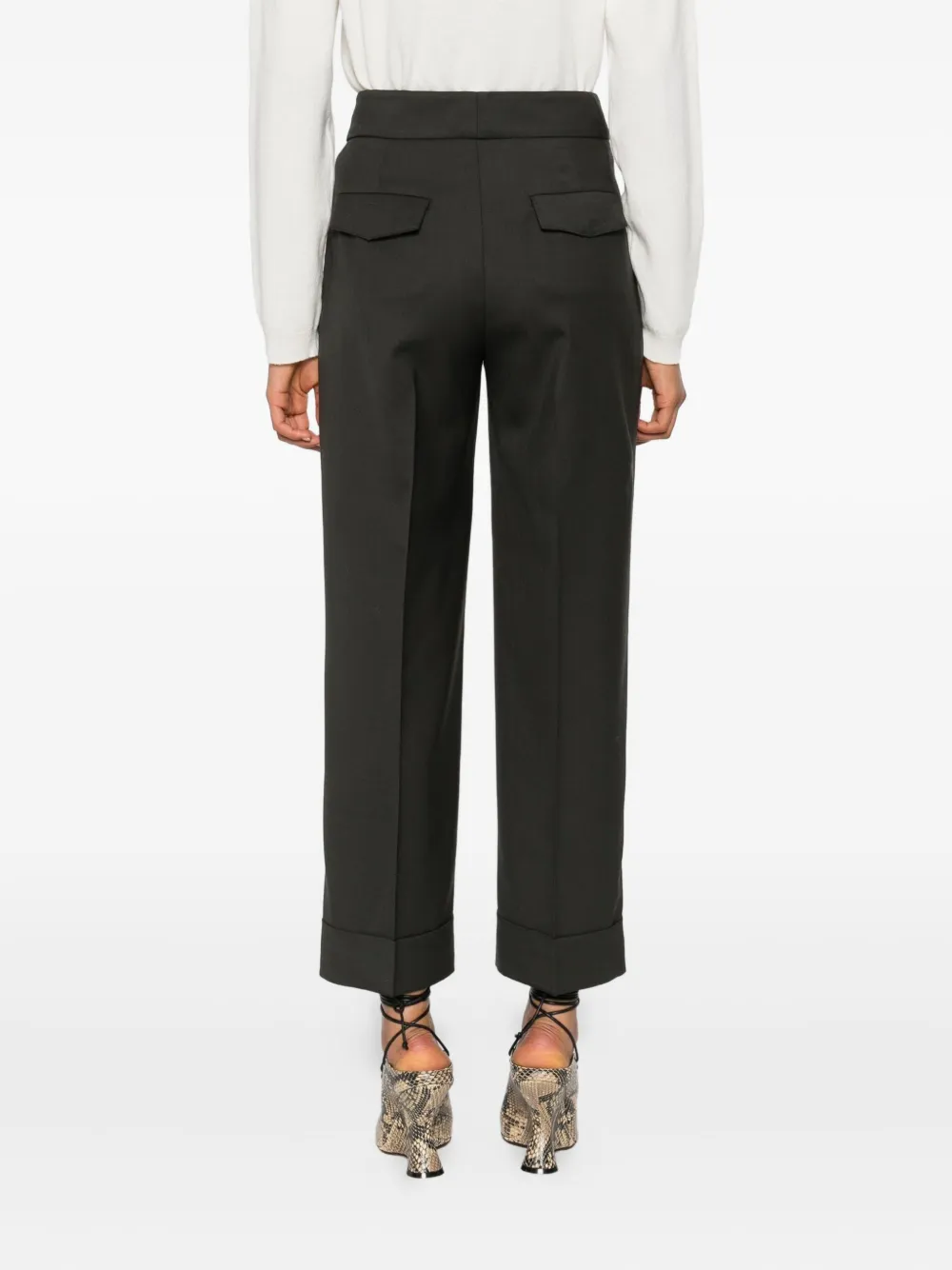 Peserico Cuffed Wool Trousers In Gray