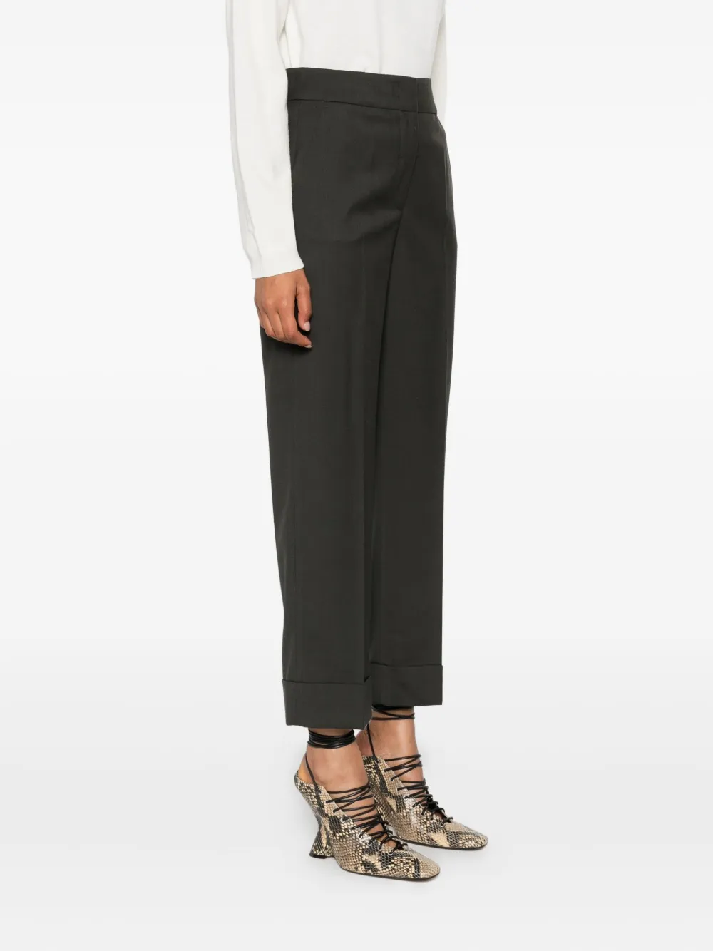 Peserico Cuffed Wool Trousers In Gray