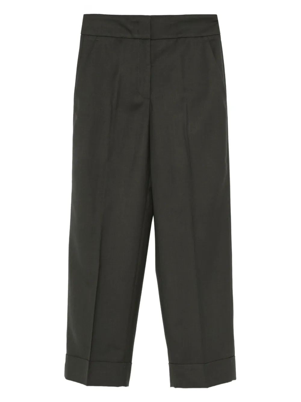 Peserico Cuffed Wool Trousers In Gray