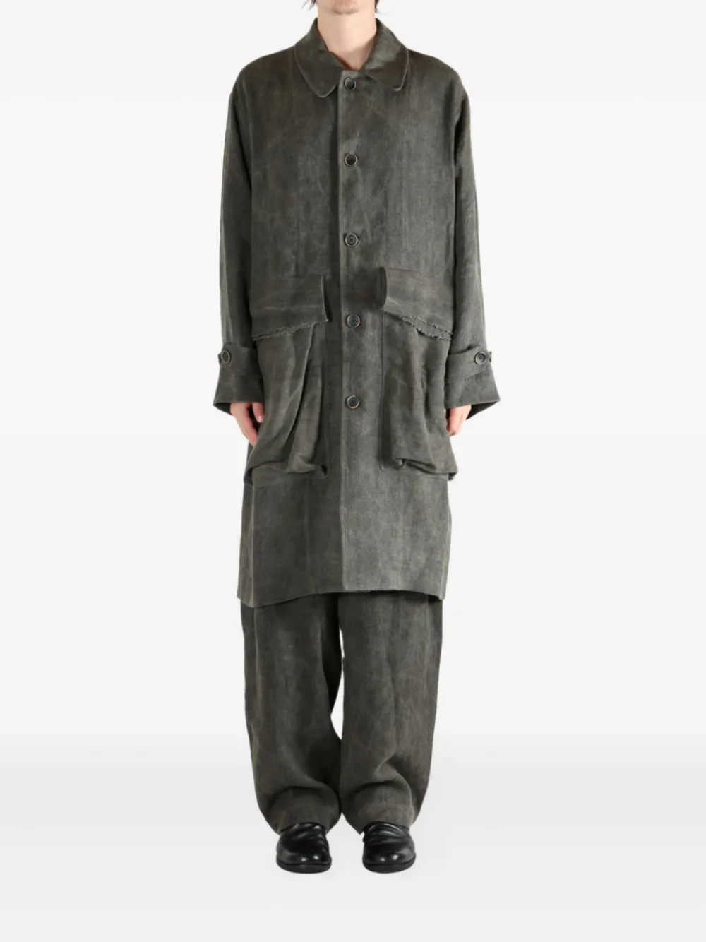 Uma Wang patch-pocket linen coat Grijs