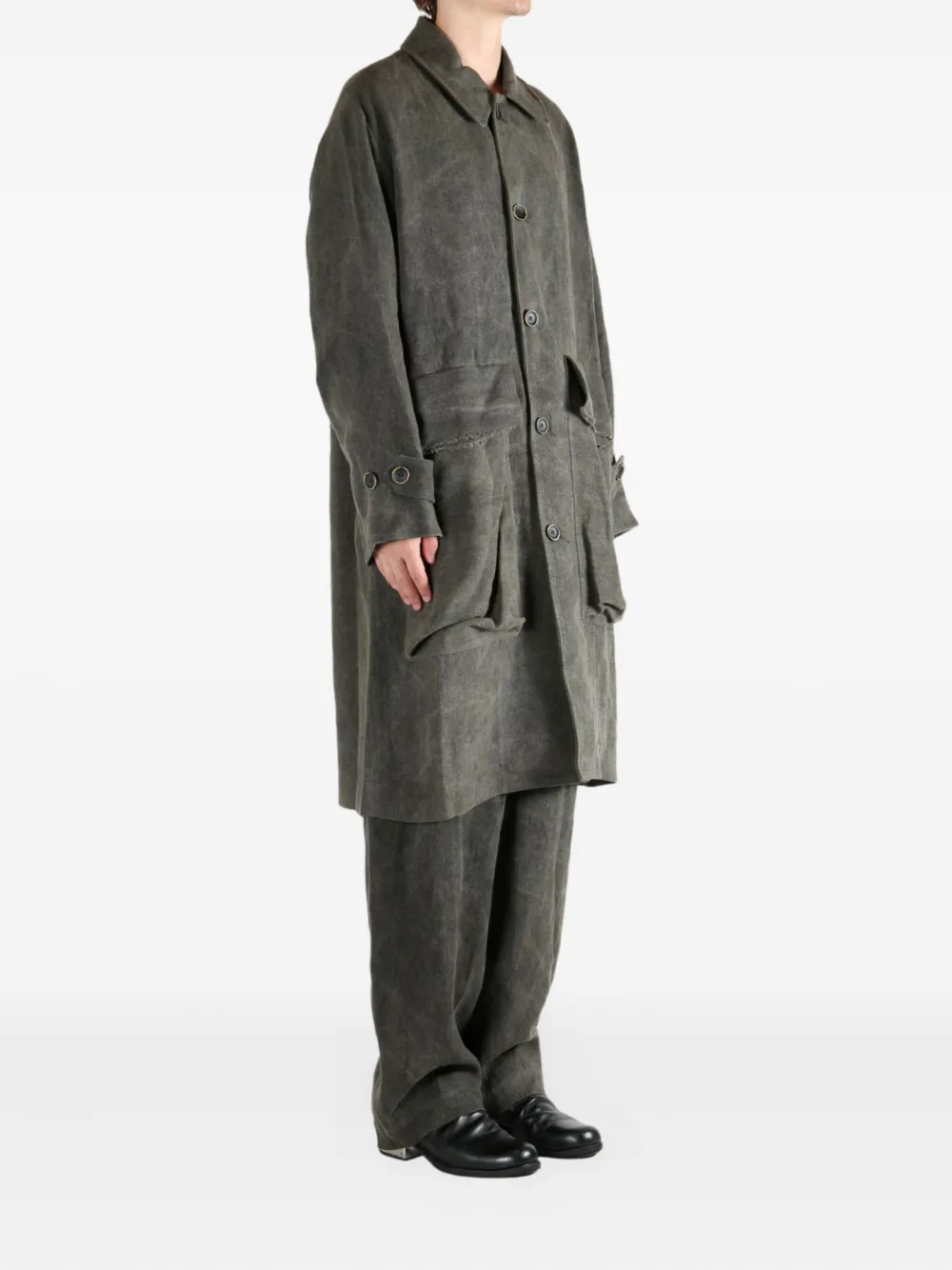 Uma Wang patch-pocket linen coat Grijs