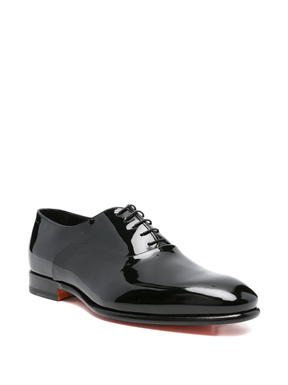 Santoni lace-up patent-leather oxford shoes Black