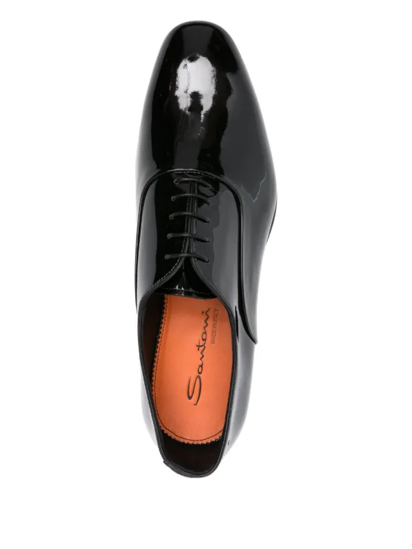 santoni black dress shoes Men's black leather Easy Nova Derby shoe
