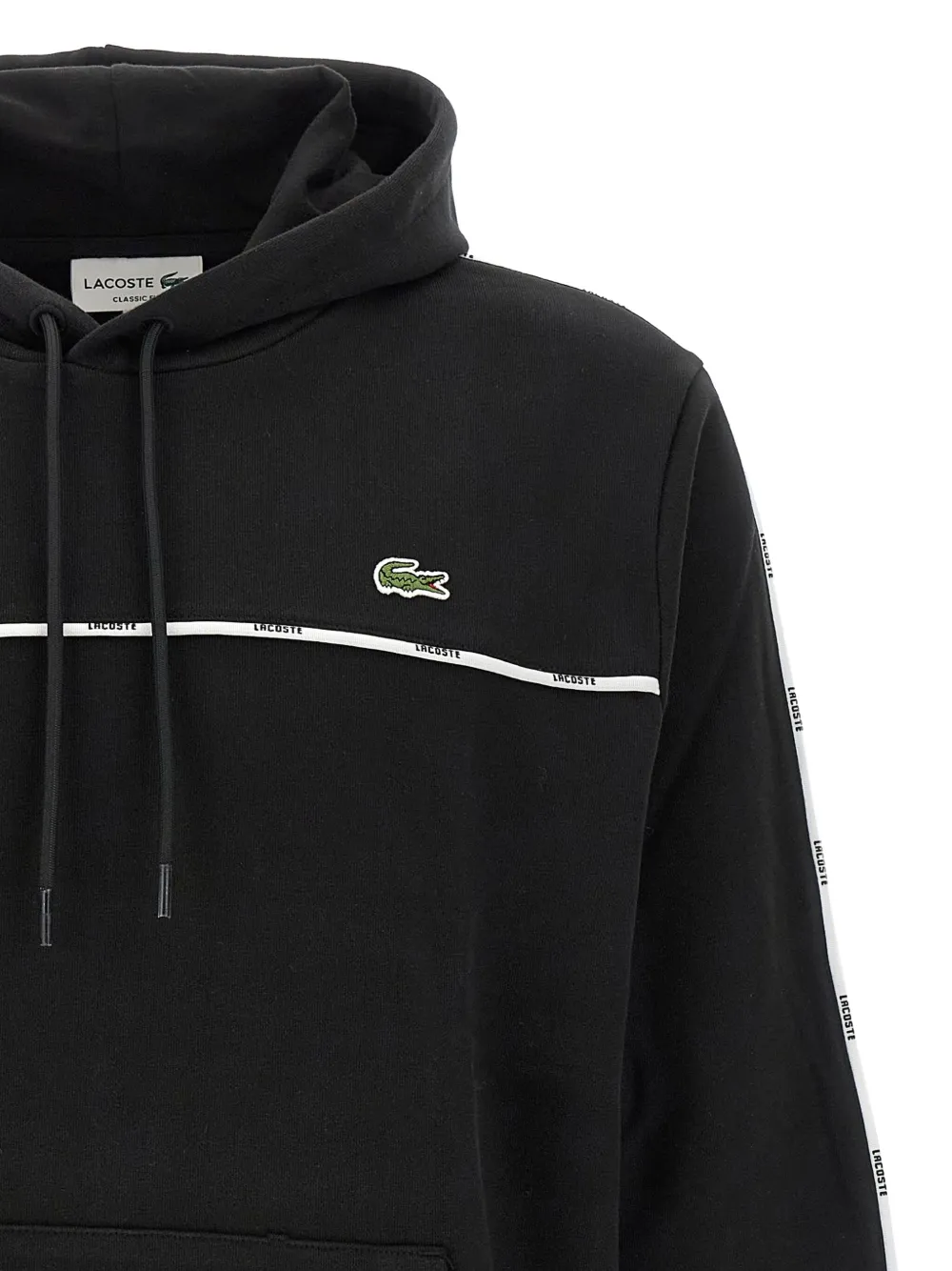 Lacoste Katoenen hoodie met afwerking Zwart