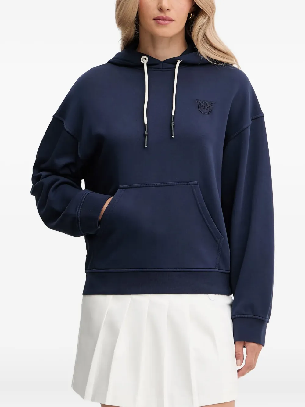 Pinko Melato Logo-detail Hoodie In Blue