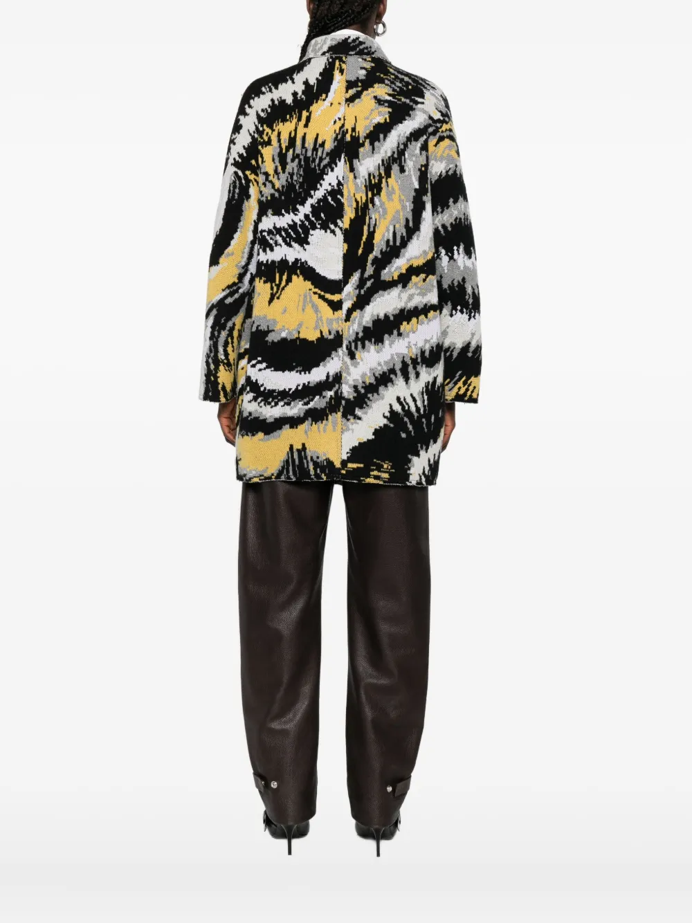 Missoni abstract-pattern double-breasted coat Zwart
