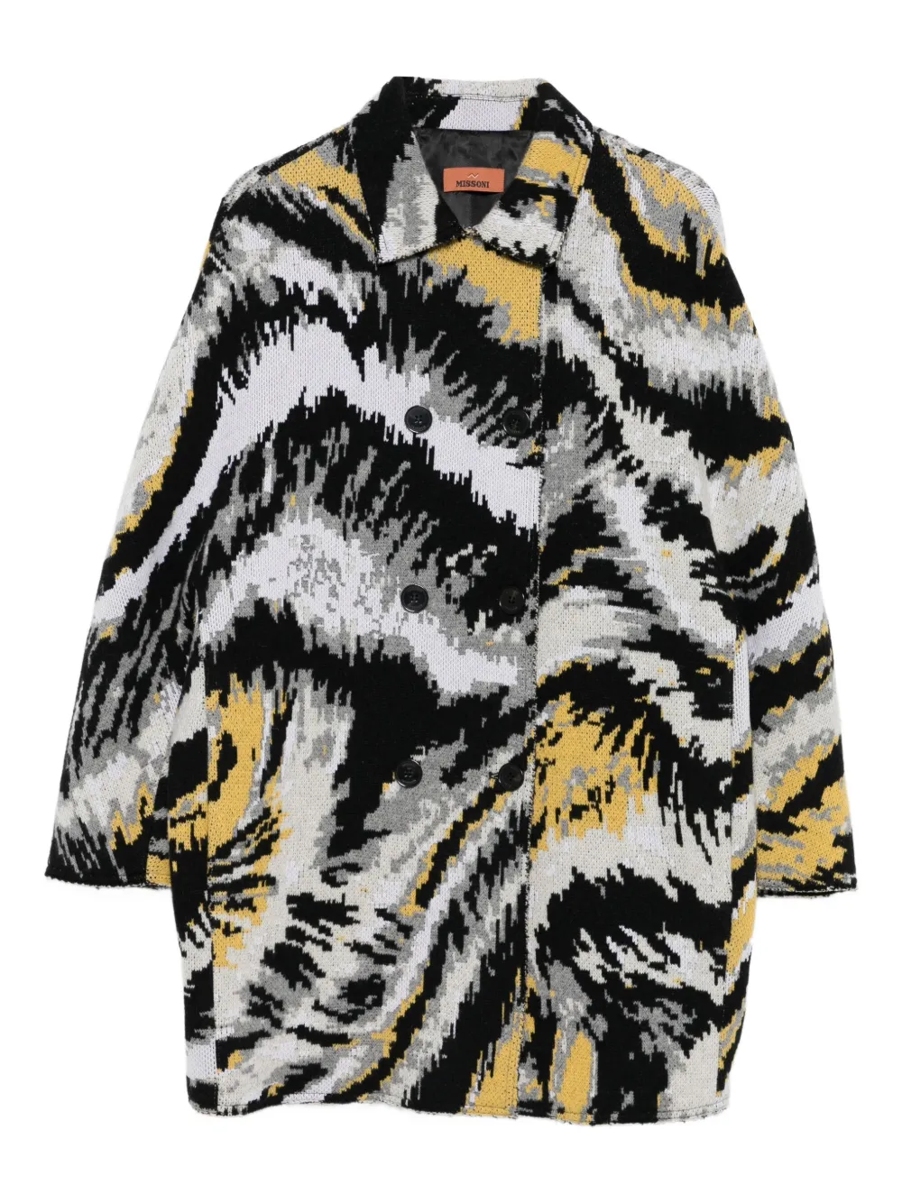 Missoni abstract-pattern double-breasted coat Zwart
