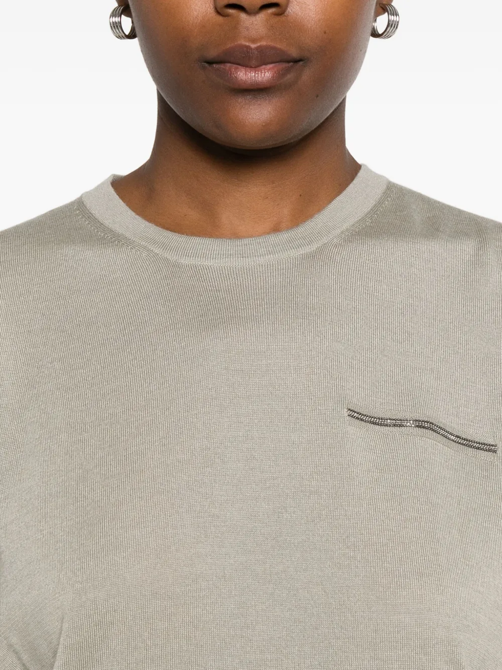 Peserico Embellished Short-sleeved Top In Gray