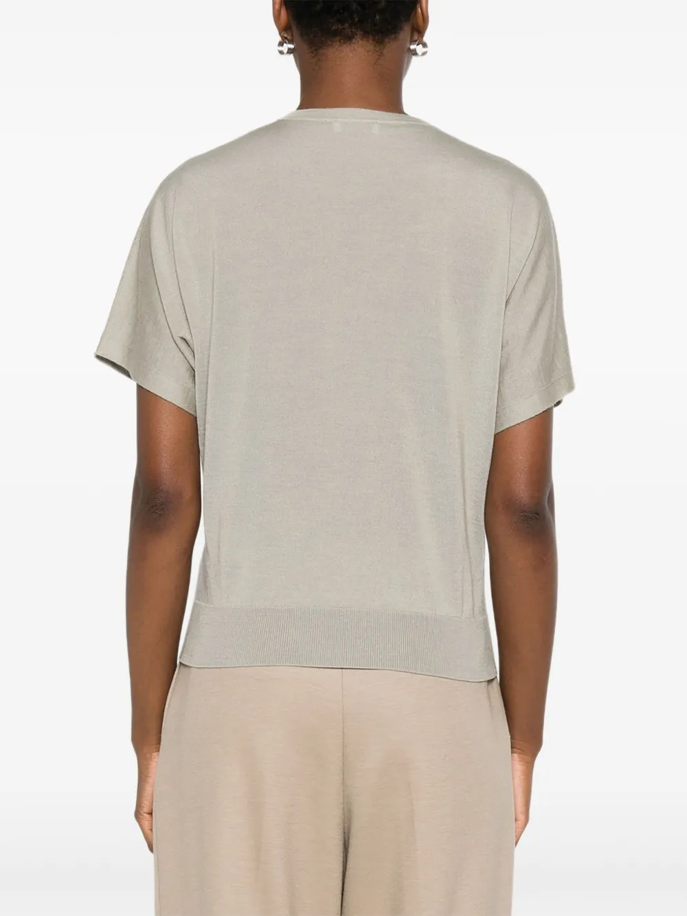 Peserico Embellished Short-sleeved Top In Gray