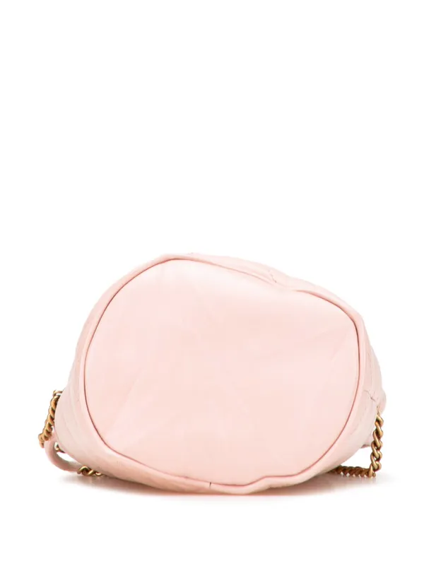 GUCCI マーモント バケットバッグ PINK【Aランク 付属品有】 Gucci Pre-Owned 2016-2025 スモール GGマーモント マテラッセ