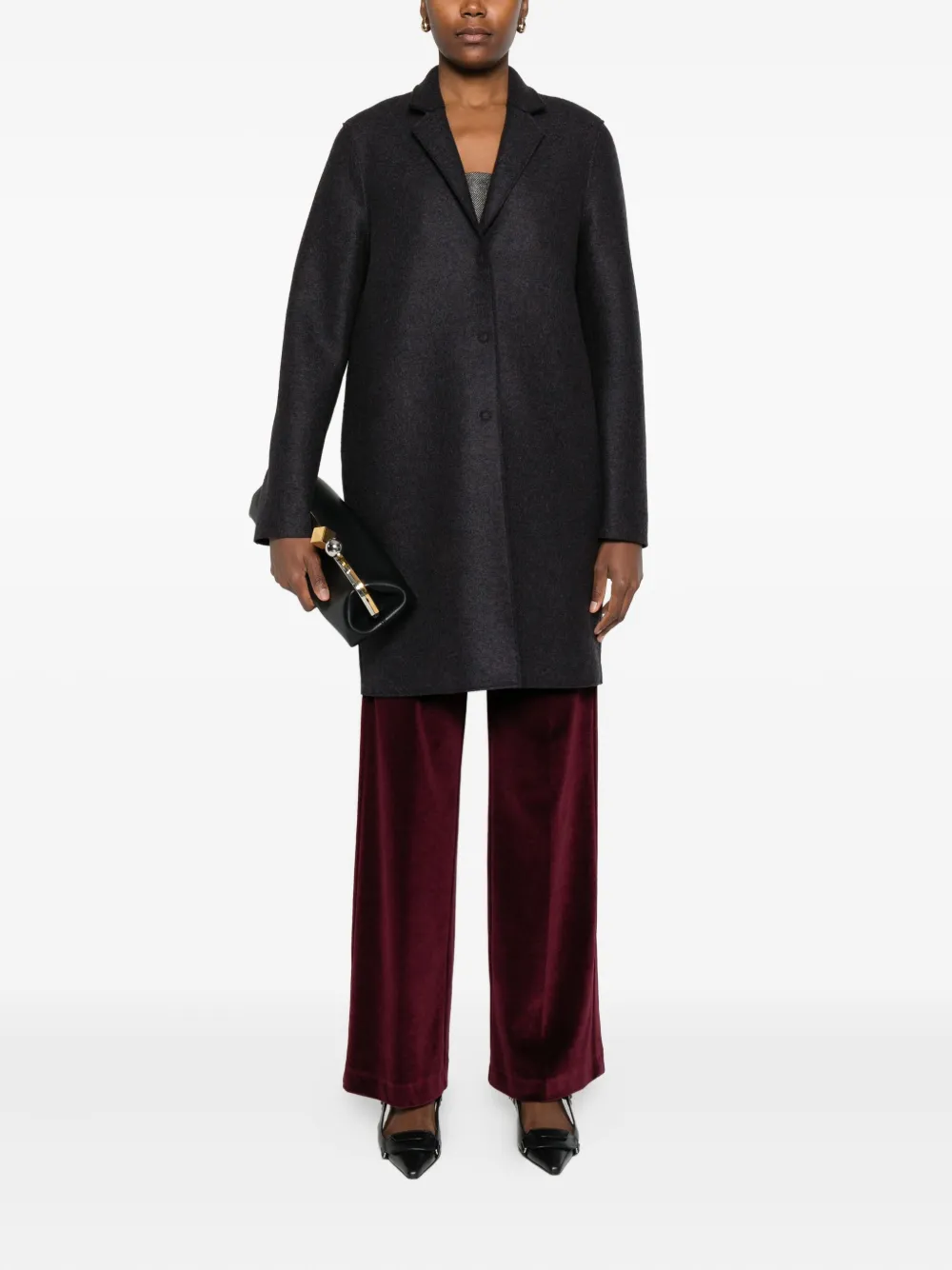 Harris Wharf London Single-breasted Wool Coat In Black