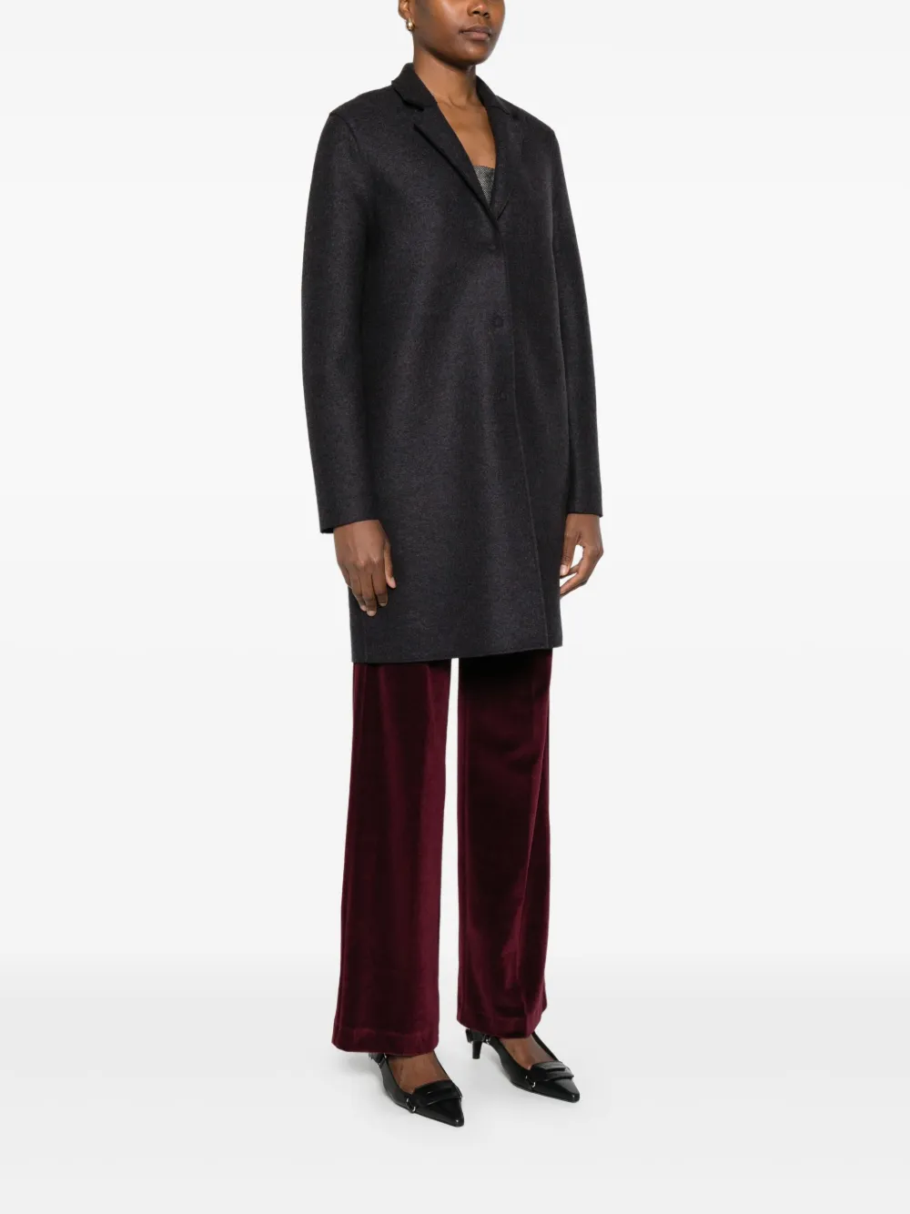 Harris Wharf London Single-breasted Wool Coat In Black