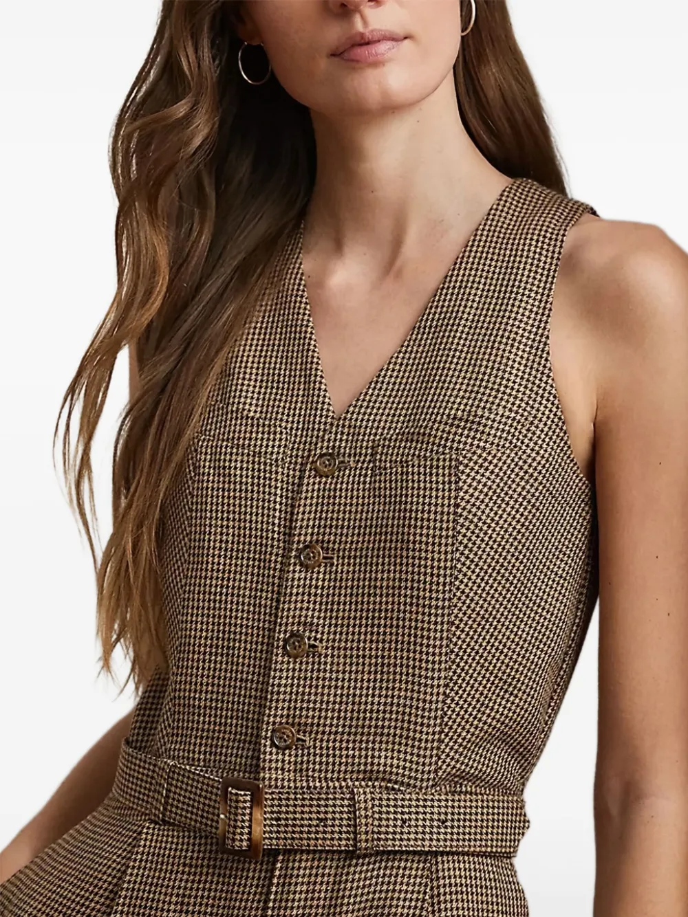 Lauren Ralph Lauren button-fastening check jumpsuit Bruin