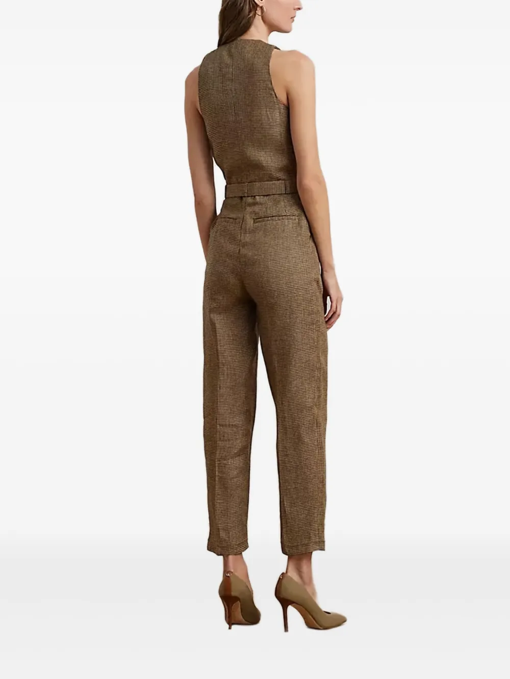 Lauren Ralph Lauren button-fastening check jumpsuit - Bruin