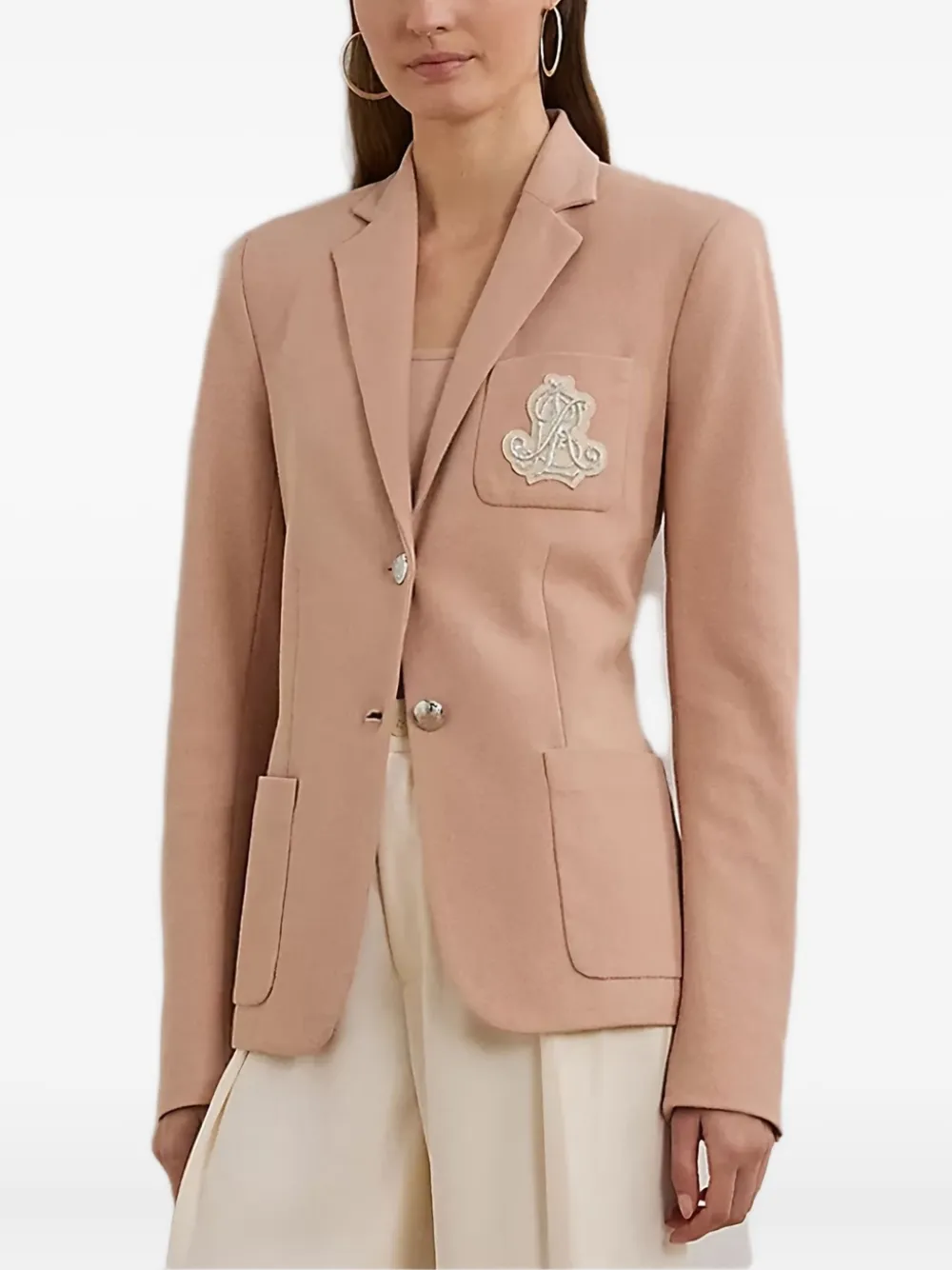 Lauren Ralph Lauren embroidered-patch button-detail blazer Roze