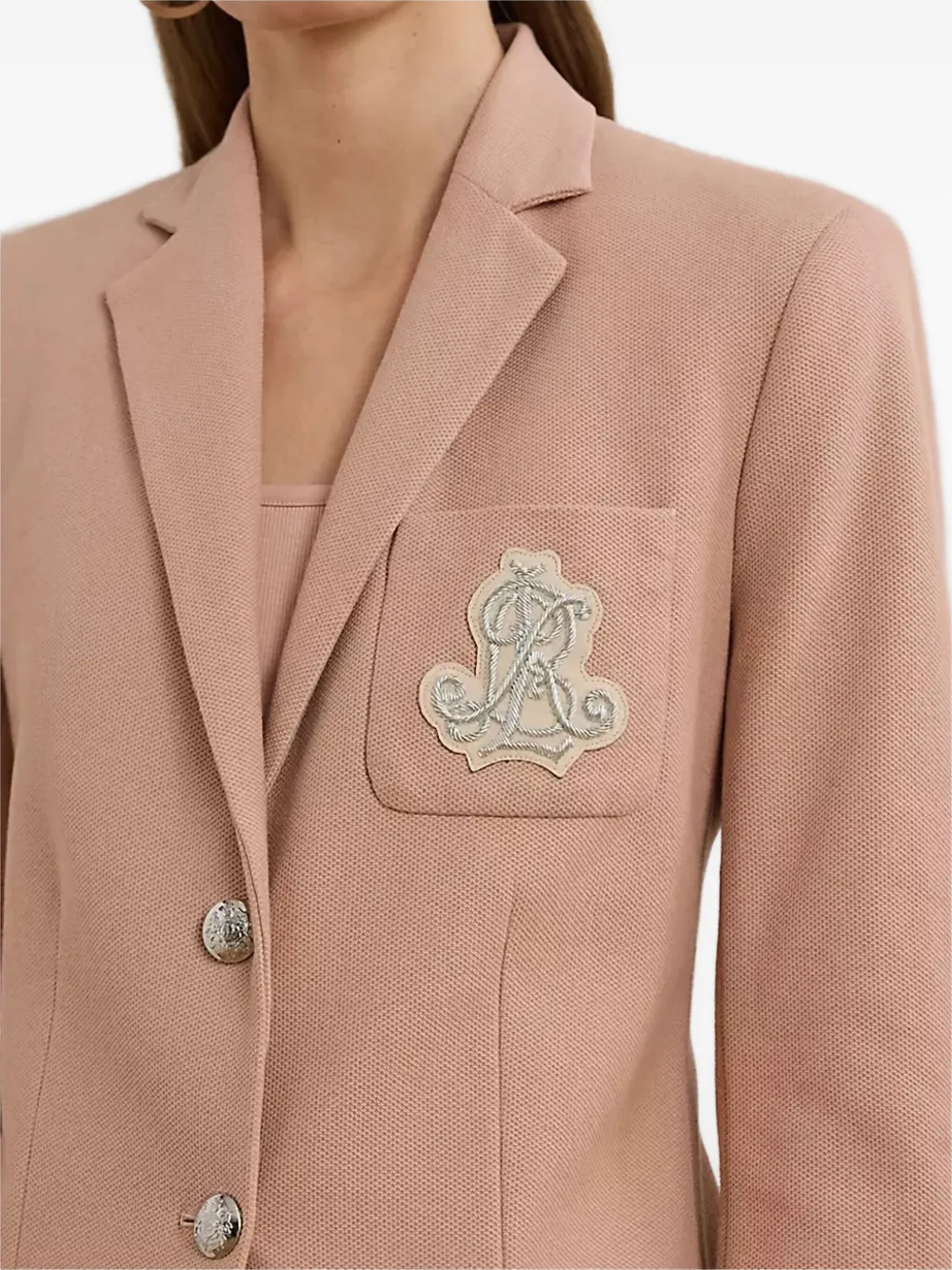 Lauren Ralph Lauren embroidered-patch button-detail blazer Roze
