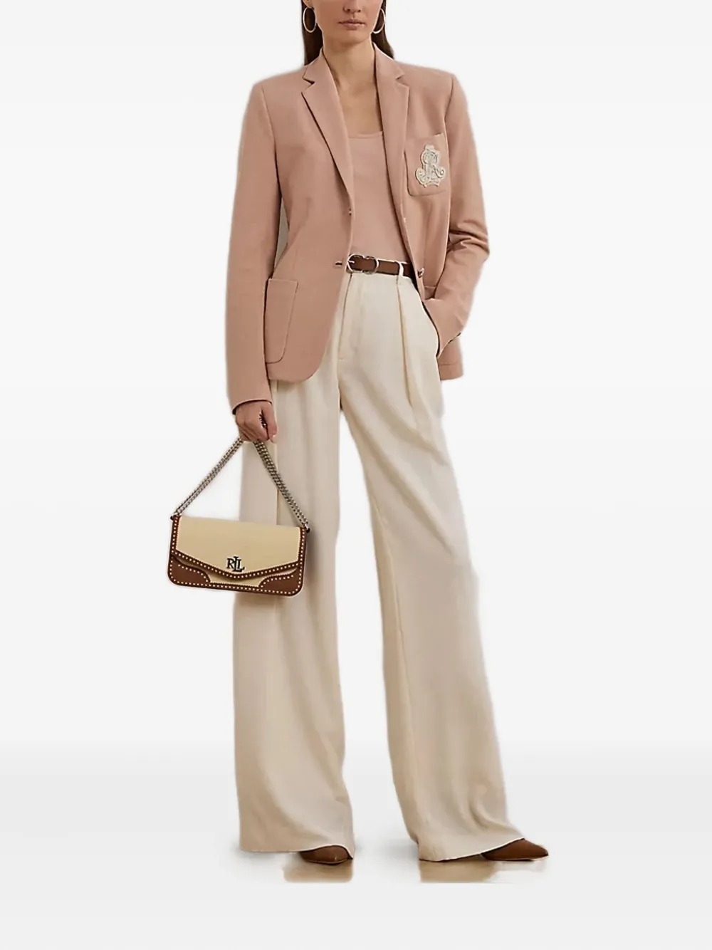 Lauren Ralph Lauren embroidered-patch button-detail blazer Roze