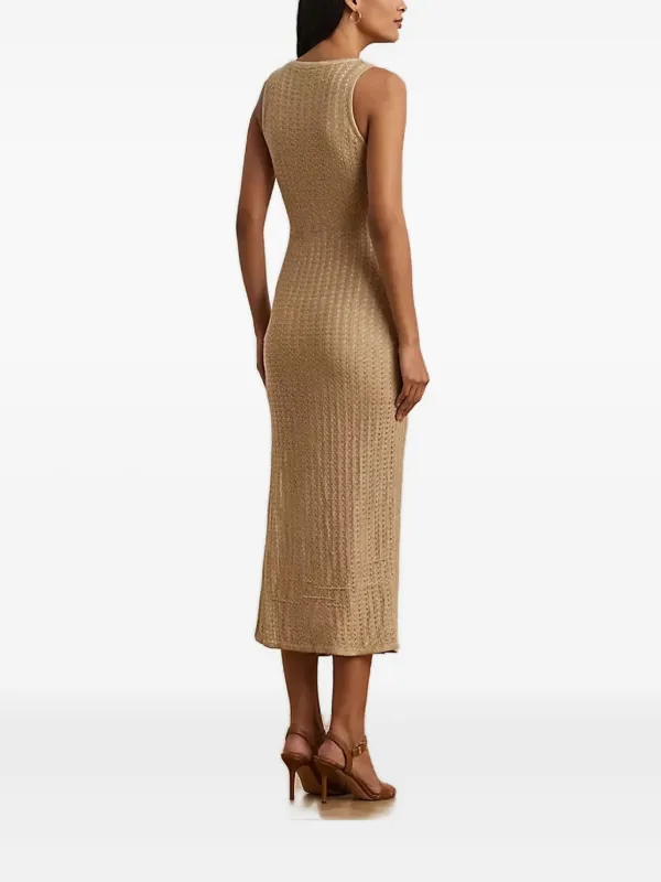 open knit midi dress Nalia Open Knit Sleeveless Midi Dress in Natural By DISSH