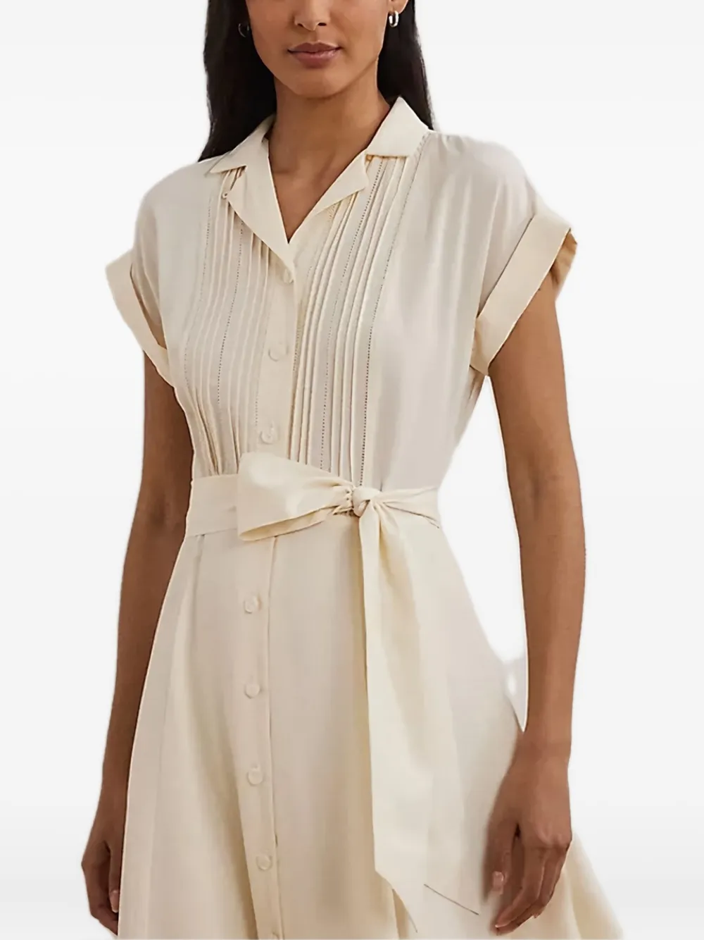 Lauren Ralph Lauren pleated belted shirt dress - Beige