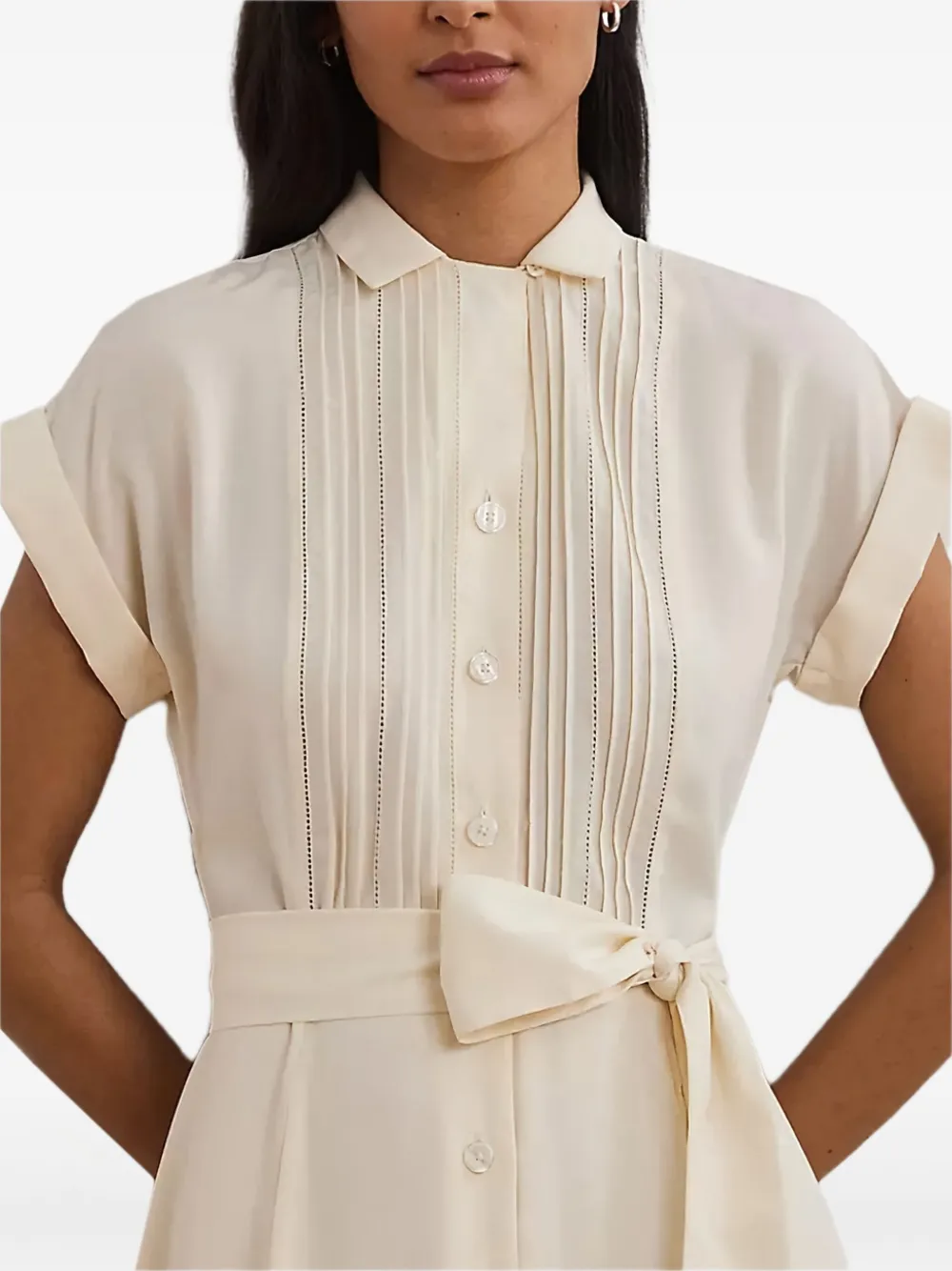 Lauren Ralph Lauren Geplooide blousejurk met ceintuur Beige