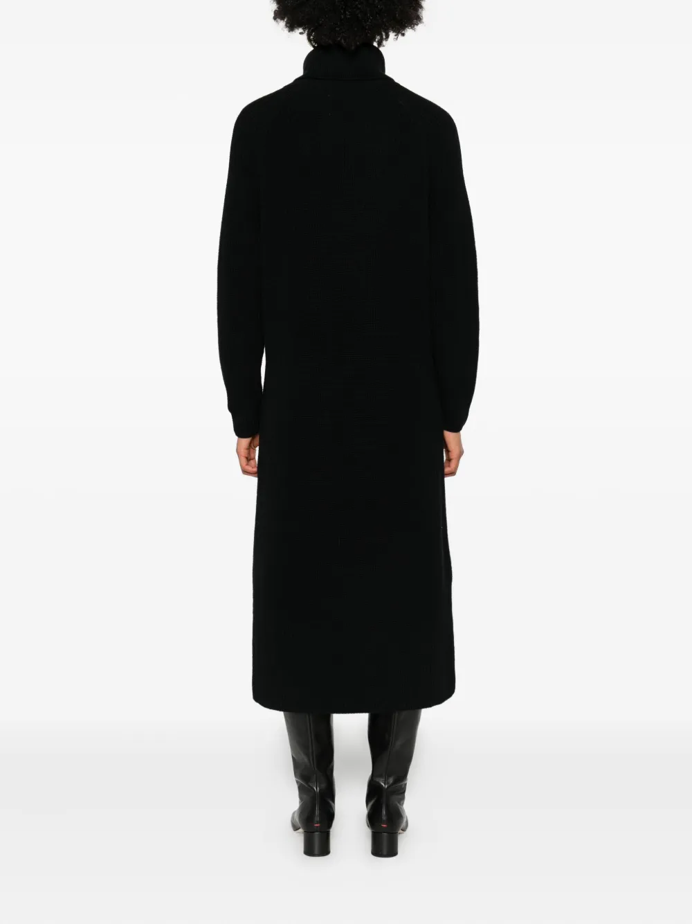 Marc O'Polo Ribgebreide midi-jurk met col Zwart