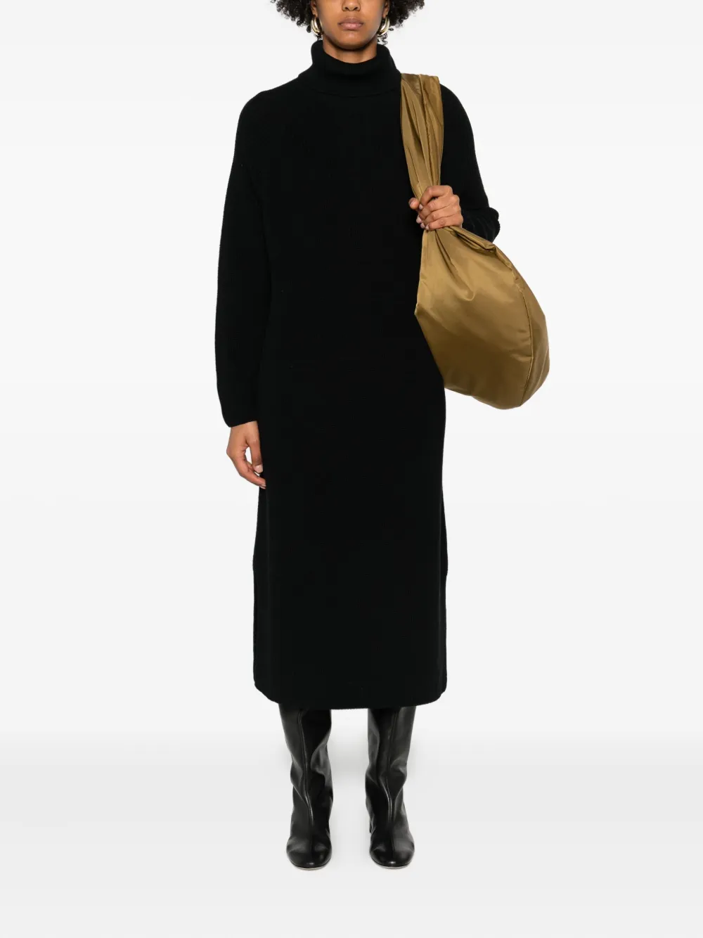 Marc O'Polo turtleneck ribbed-knit midi dress - Zwart