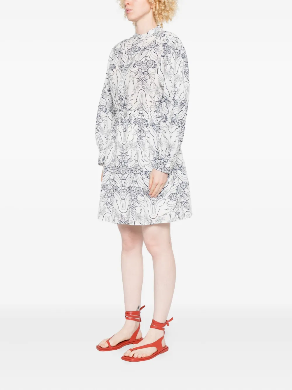 Marc O'Polo Midi-jurk met bloemenprint Wit