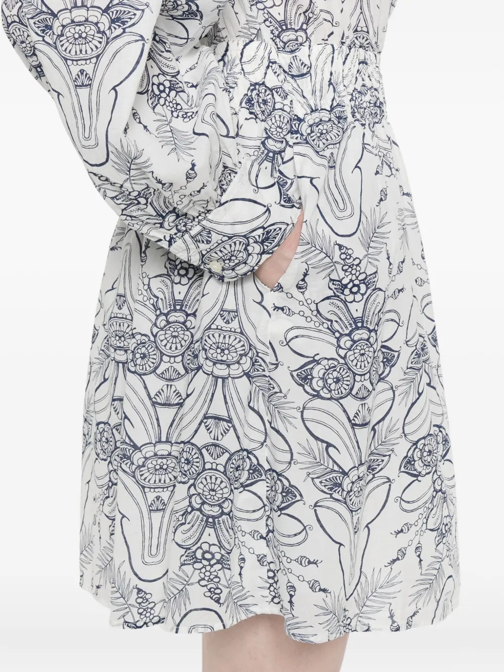 Marc O'Polo Midi-jurk met bloemenprint Wit