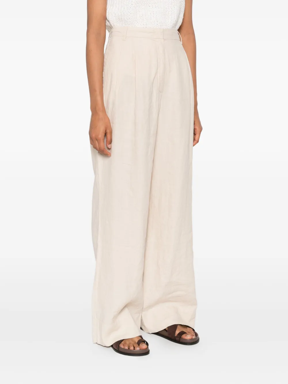 Marc O'polo Pleated Linen Trousers In Neutral