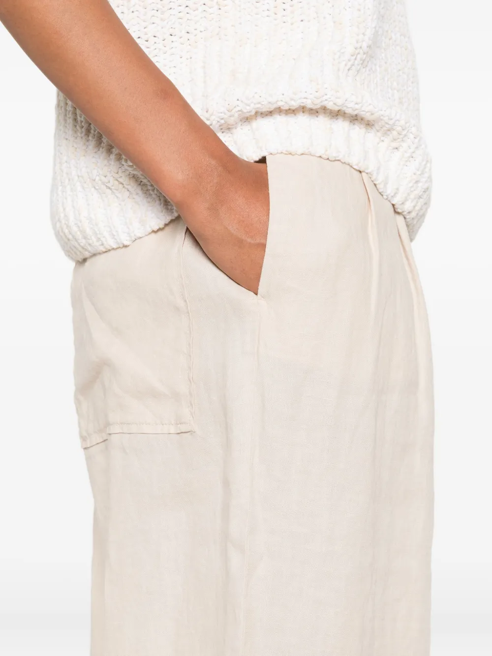 Marc O'polo Pleated Linen Trousers In Neutral