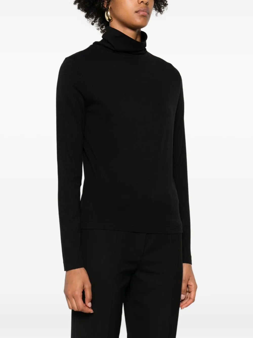 Marc O'Polo Top met hoge hals en lange mouwen Zwart