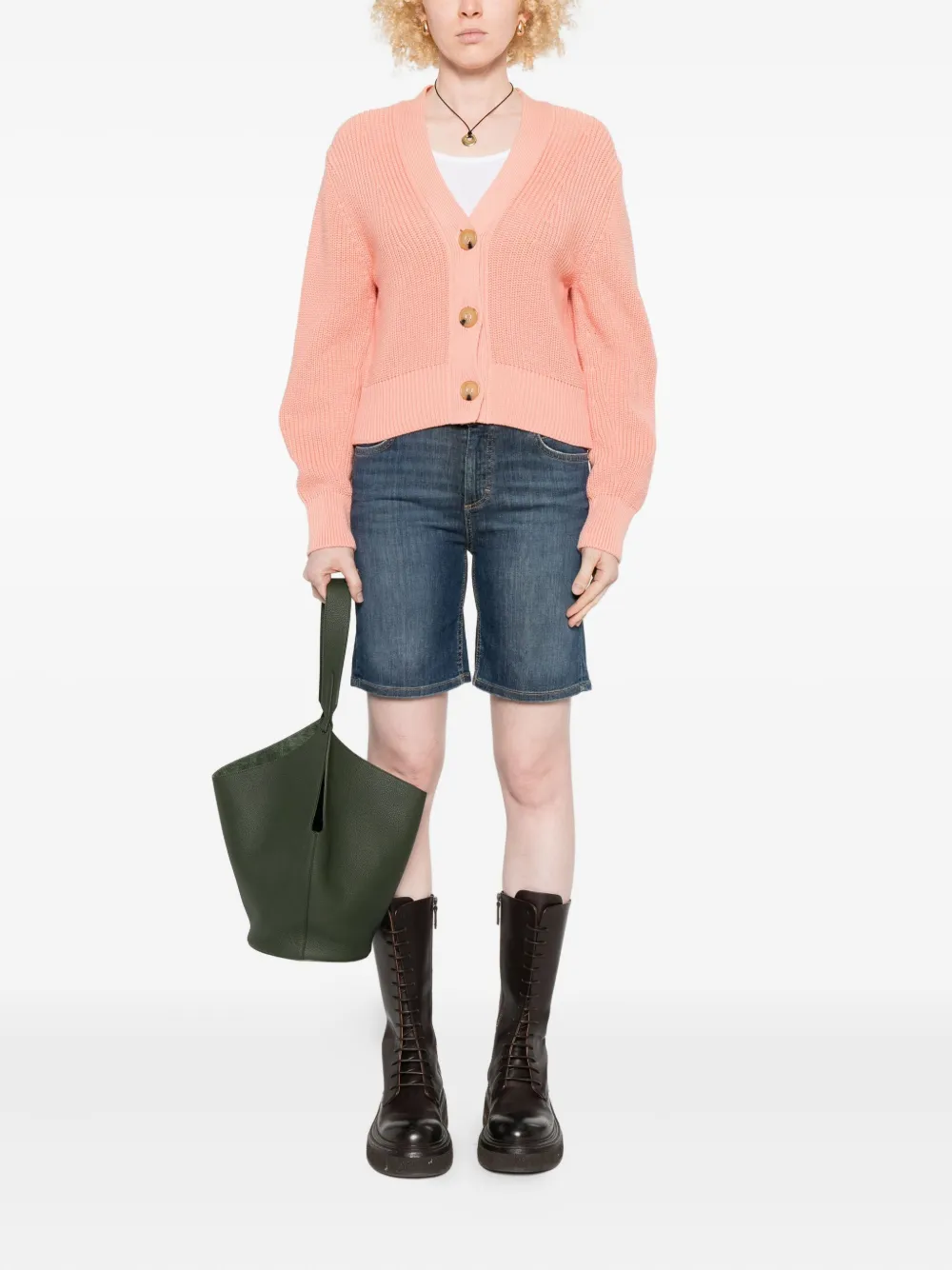 Marc O'polo V-neck Cardigan In Pink