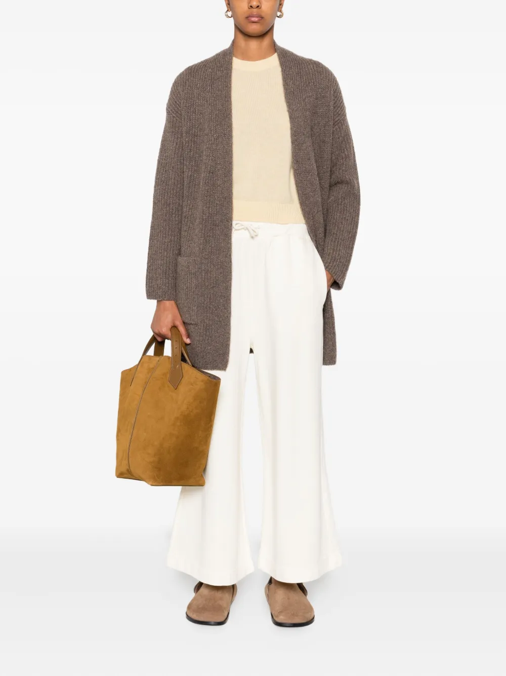 Marc O'Polo Broek met wijde pijpen en trekkoord - Beige
