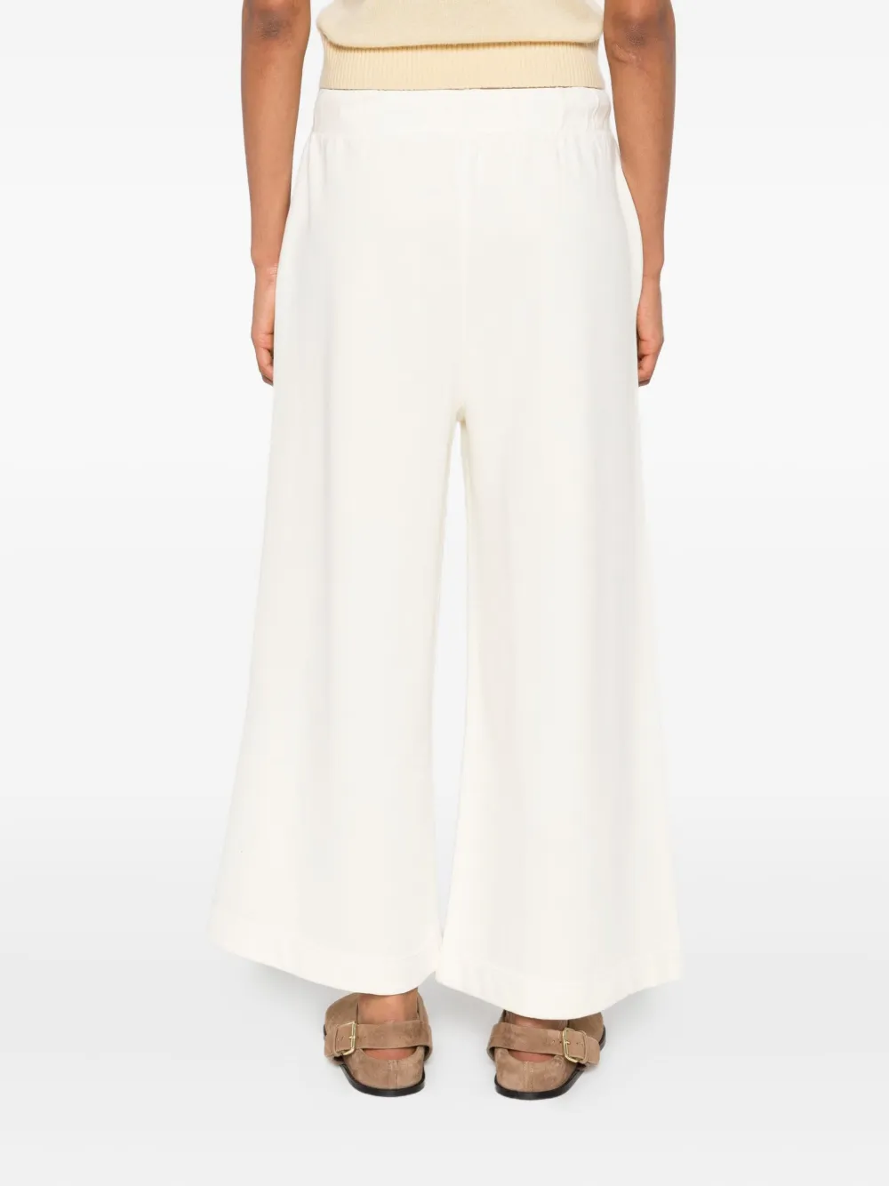 Marc O'Polo Broek met wijde pijpen en trekkoord Beige
