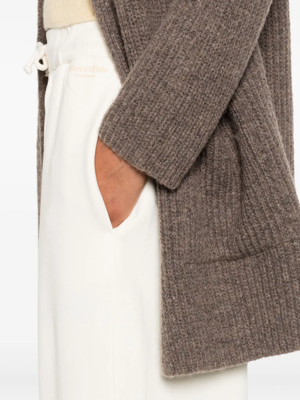 Marc O'Polo Broek met wijde pijpen en trekkoord Beige