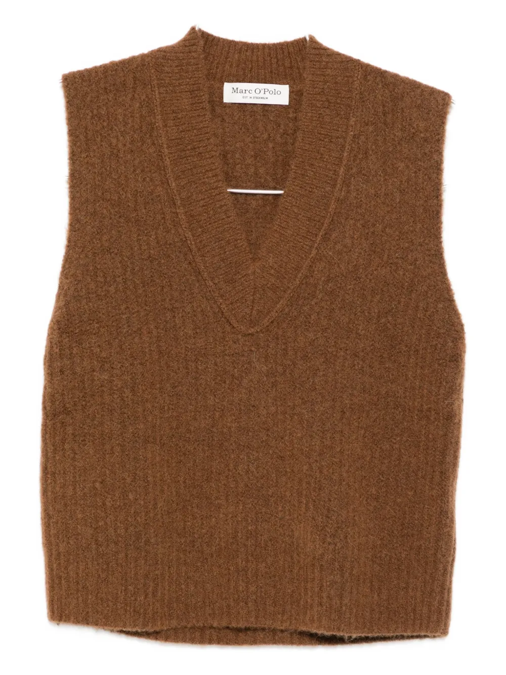 Marc O'polo V-neck Wool-blend Vest In Brown