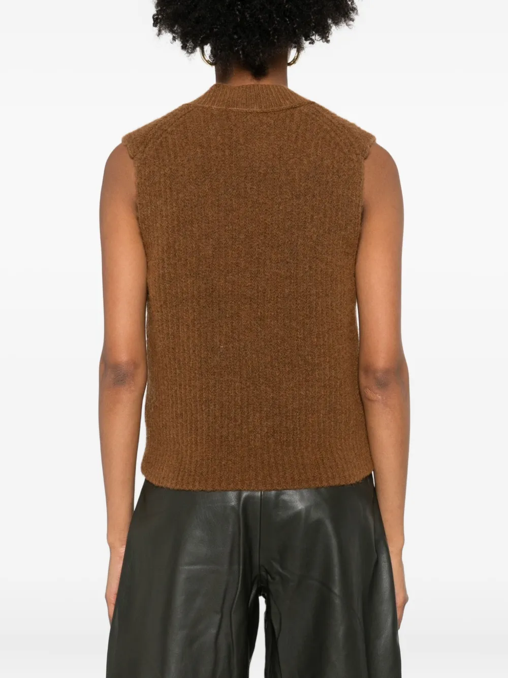 Marc O'polo V-neck Wool-blend Vest In Brown