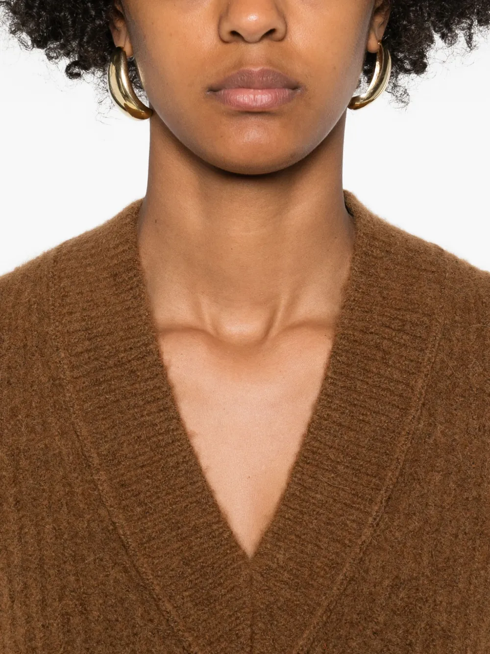 Marc O'polo V-neck Wool-blend Vest In Brown