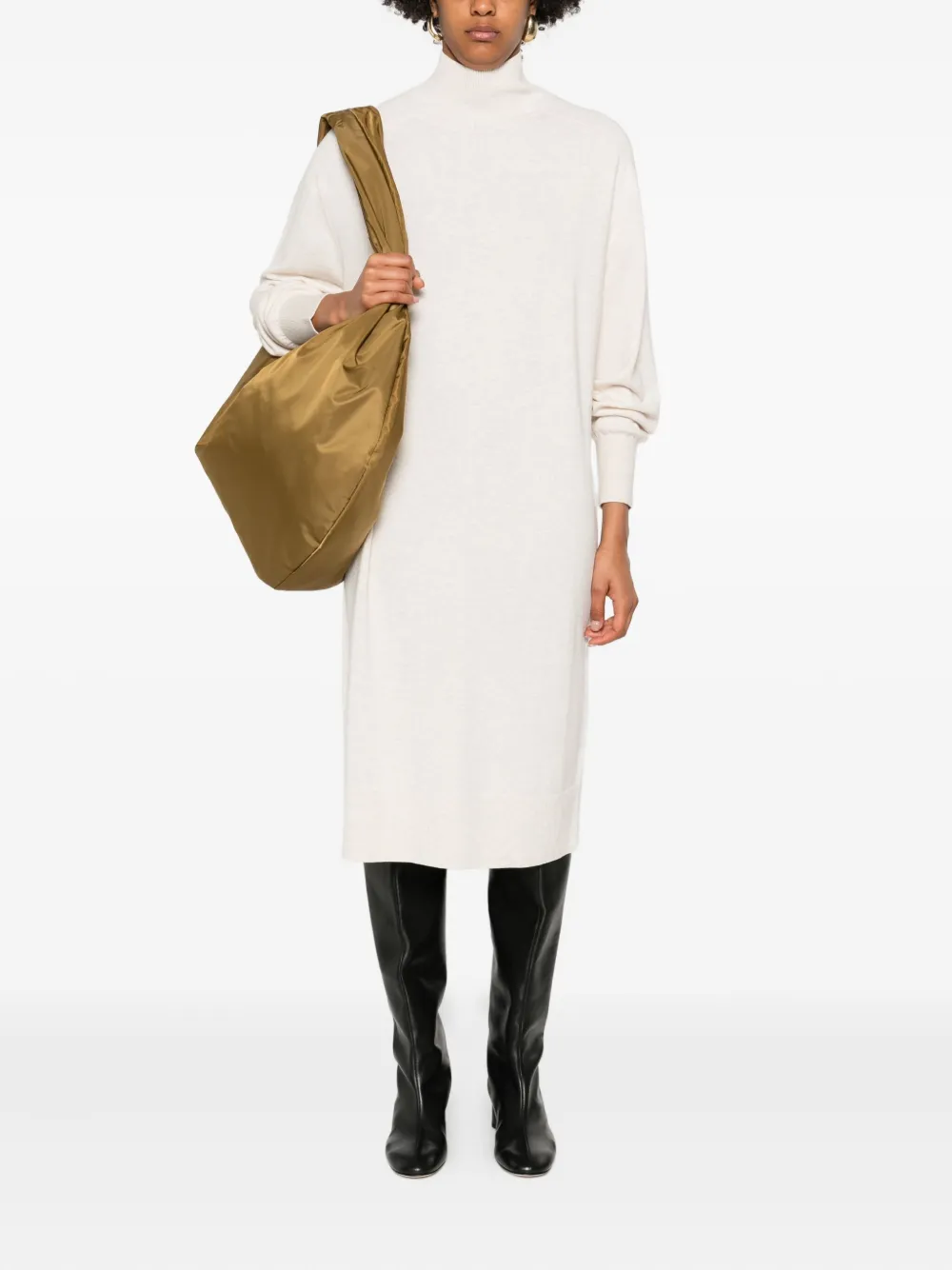 Marc O'Polo high-neck long-sleeve midi dress - Beige