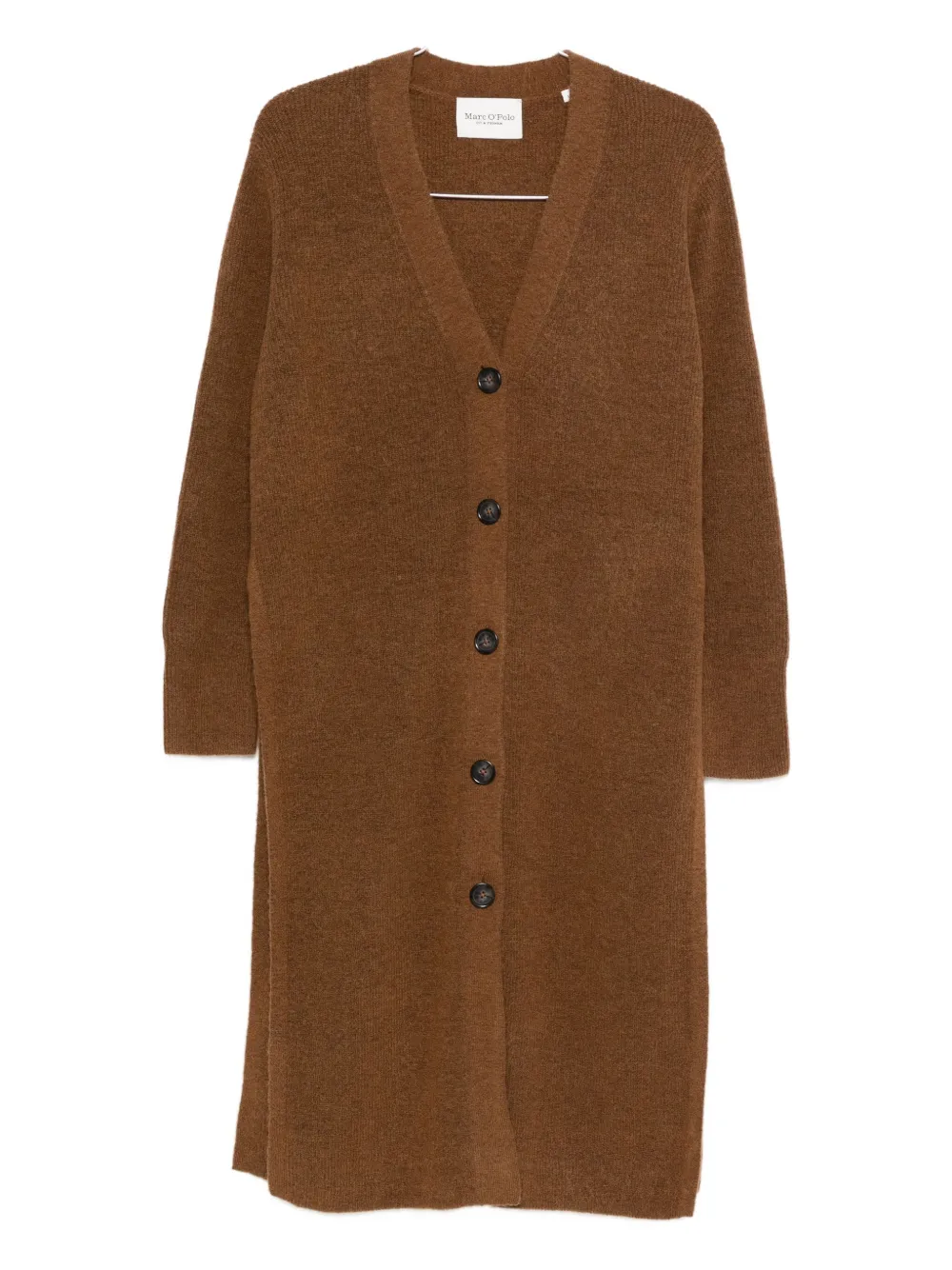 Marc O'polo V-neck Knit Coat In Brown