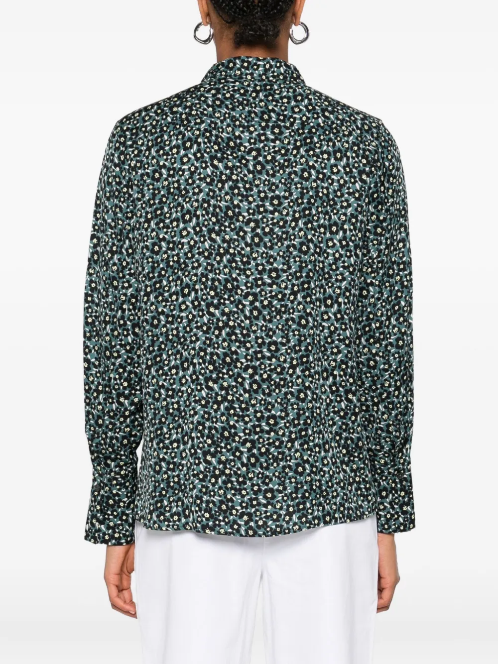 Marc O'polo Floral-print Button-down Shirt In Blue