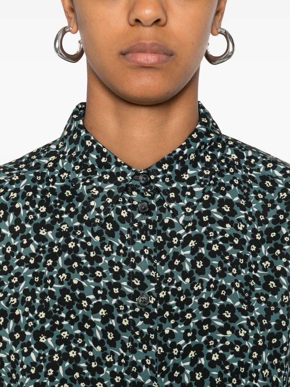 Marc O'polo Floral-print Button-down Shirt In Blue